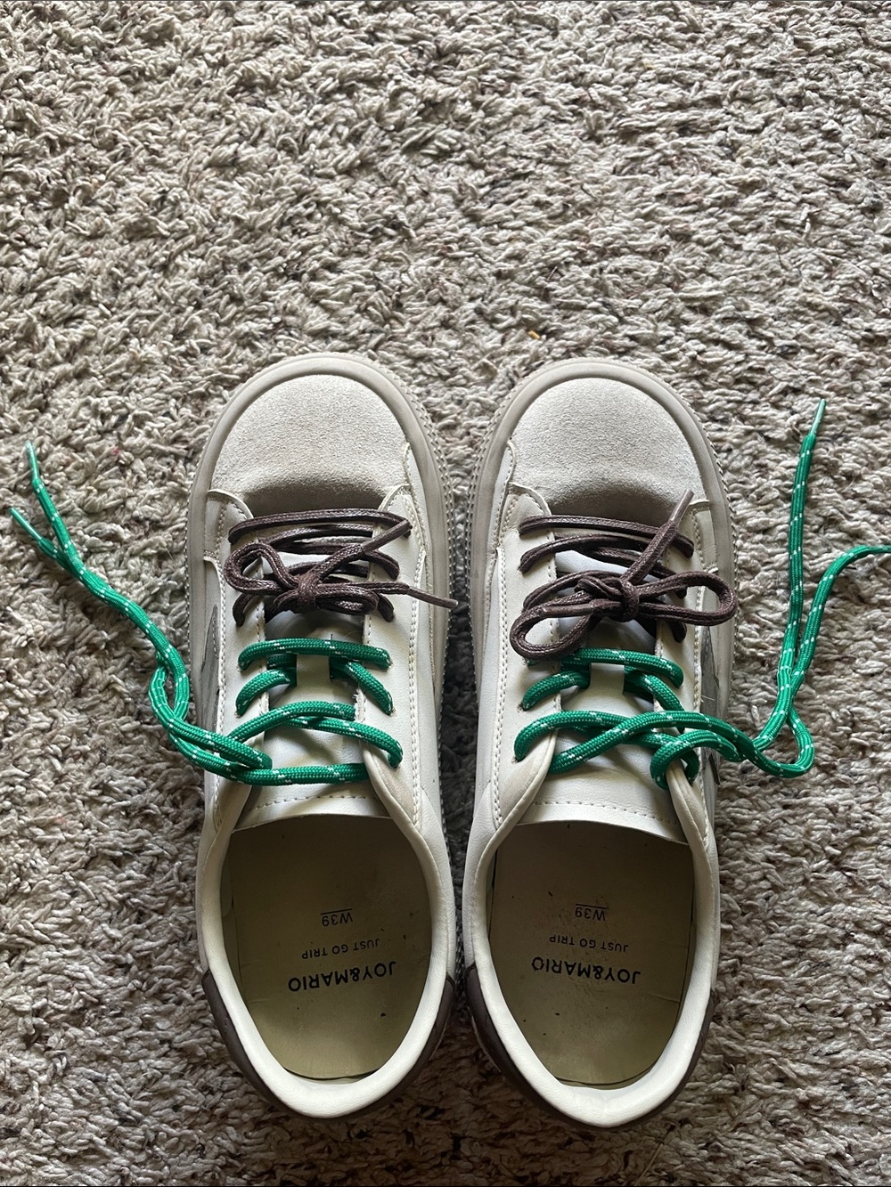 Joy & Mario Cream Sneakers with Green Accents